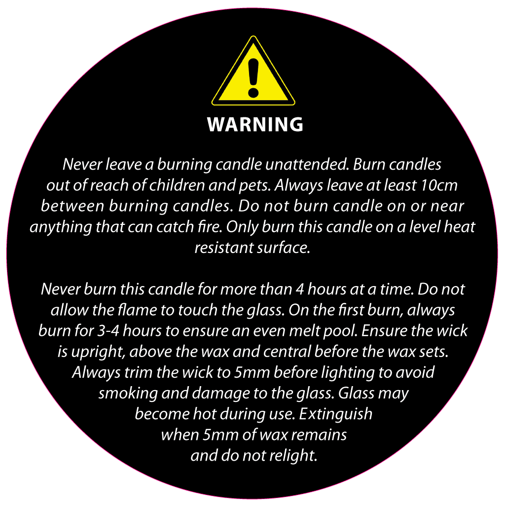 50mm Black Candle Safety Label