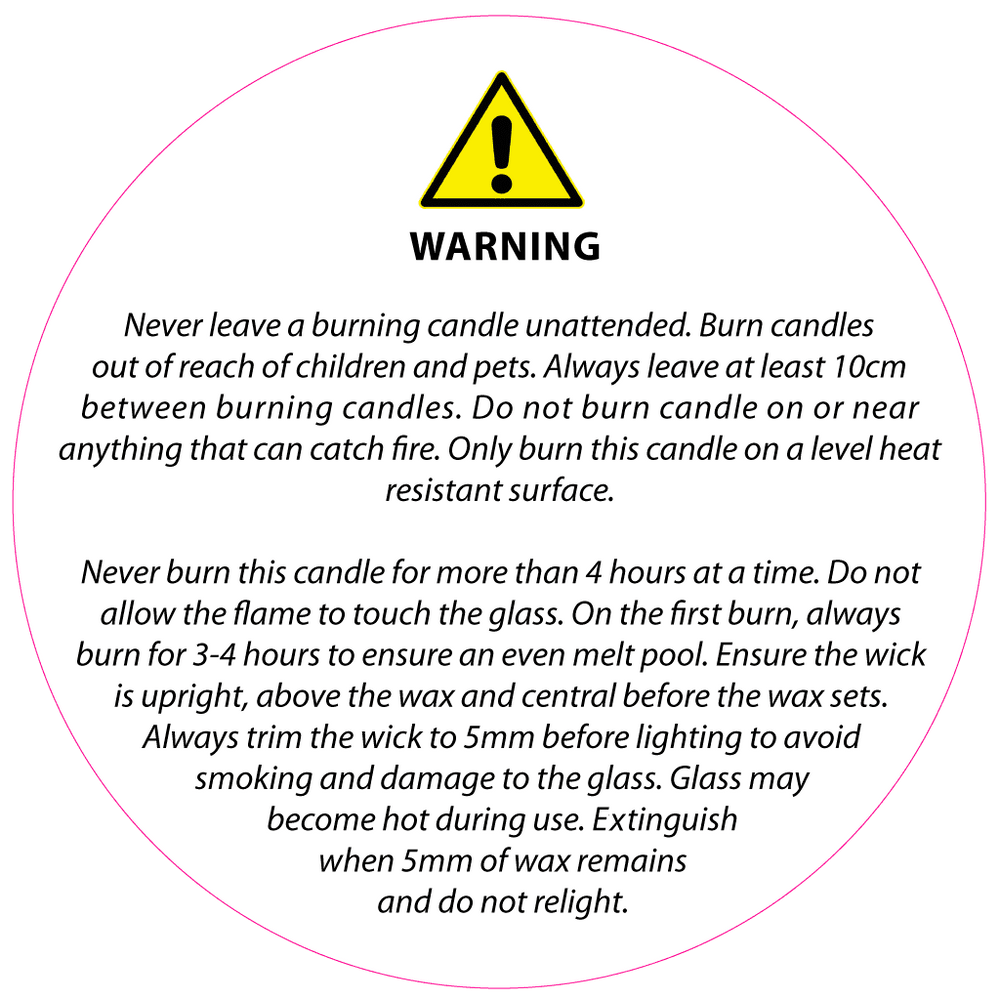 50mm White Candle Safety Label