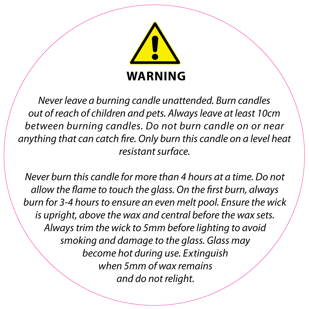 50mm White Candle Safety Label