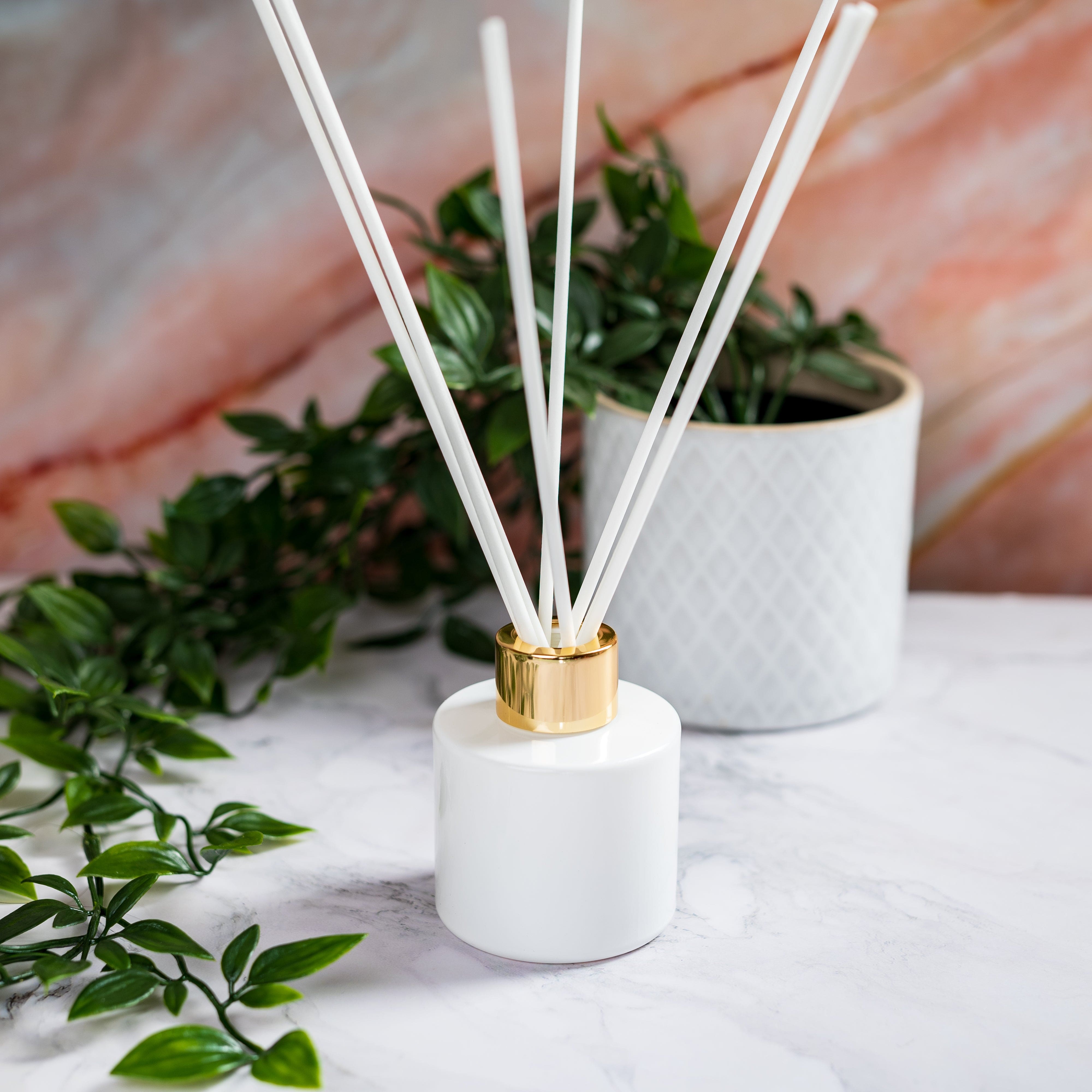 6X 100ml Gloss White Squat Circular Reed Diffuser Bottle – Candle