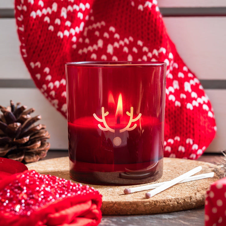 Candle Shack UK Candle Jar Rudolf - Ruby Red 30cl Lotti Christmas Candle Jar (Box of 6)