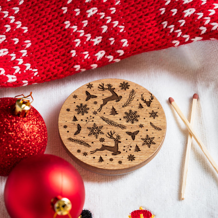 Candle Shack UK Lid Dasher - Christmas Natural Wooden Lid For 30cl Candle
