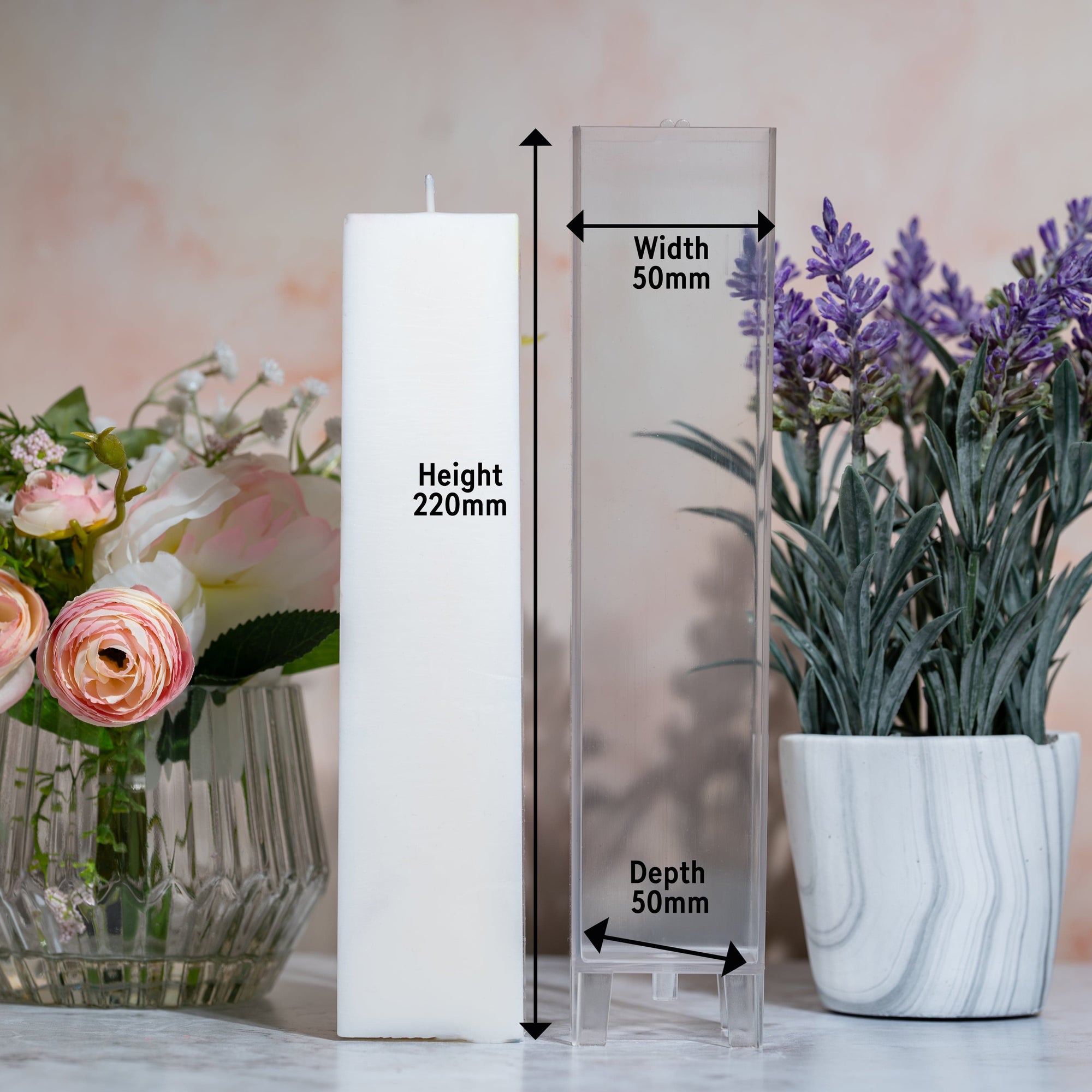 Rectangle - Pillar Candle Mould dimensions