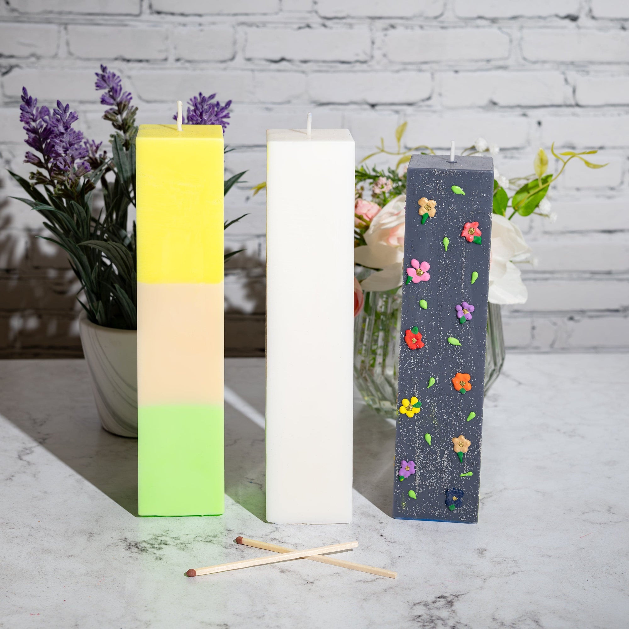 3 Rectangle Pillar Candles