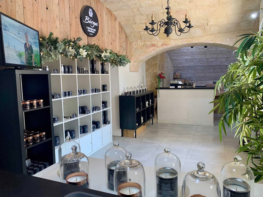 Inside the Birgu Candlelight Company studio shop in Birgu, Malta
