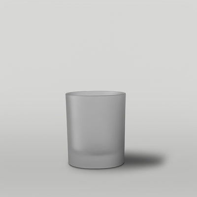 Frosted glass 30cl candle jar on a light gray background