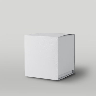 White candle box on a light grey background