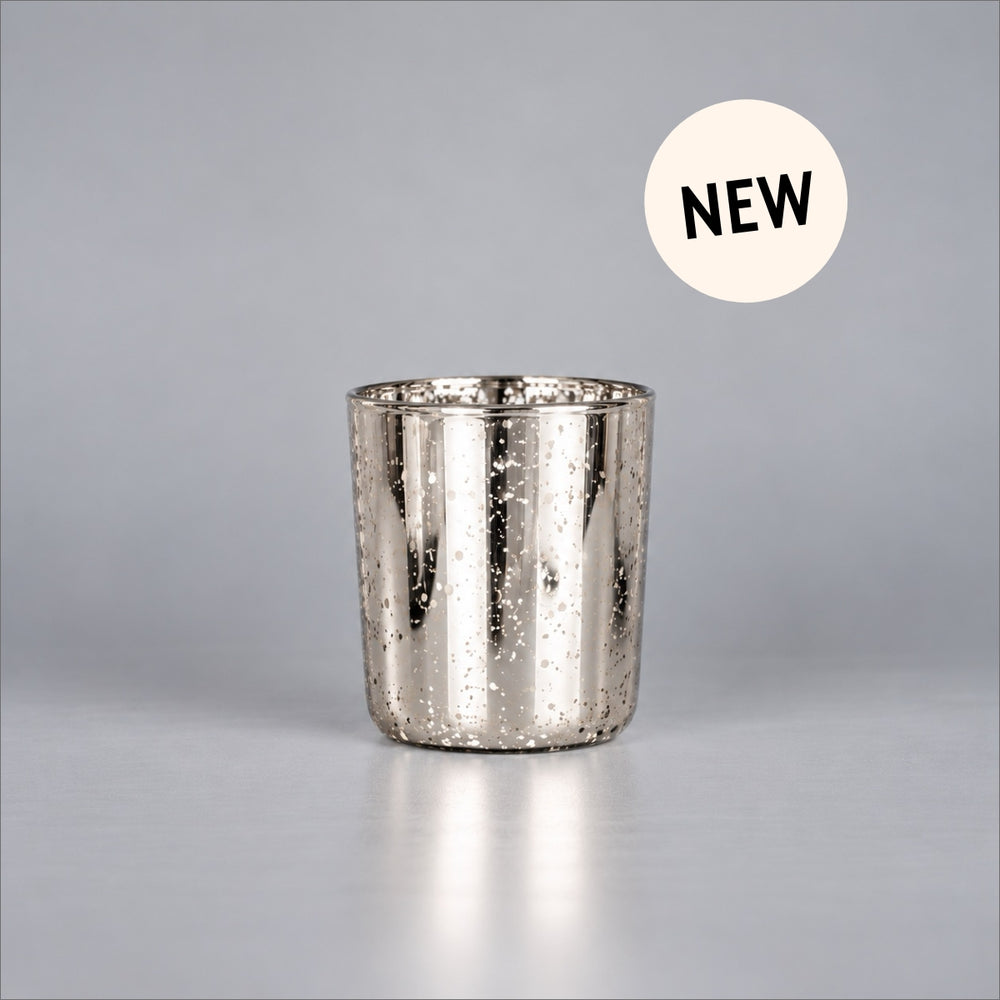 30cl Electroplated Glass Jar - Silver - Box of 6