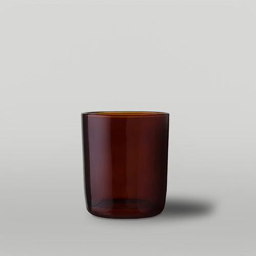30cl amber Aria candle jar on a light grey background