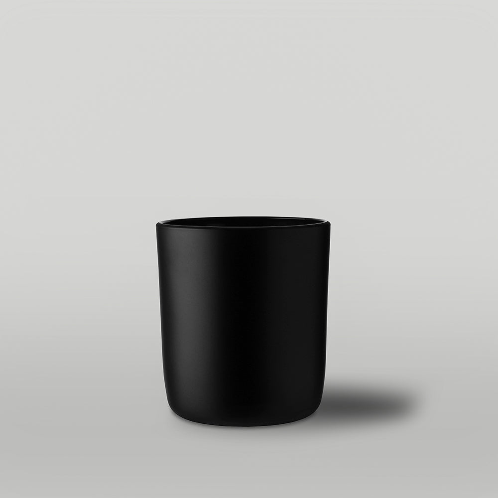 30cl matt black Aria candle jar on a light grey background