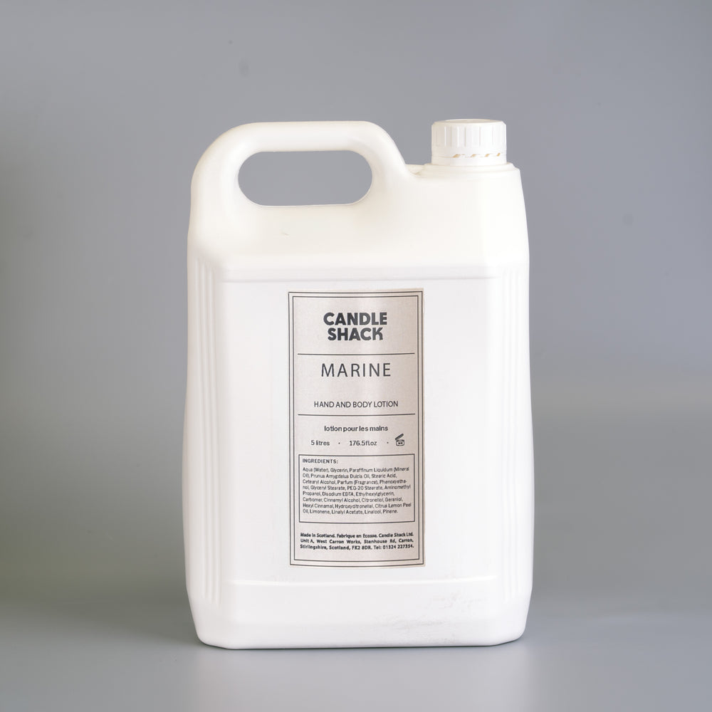 5 litre bottle of Marine fragrance hand and body lotion
