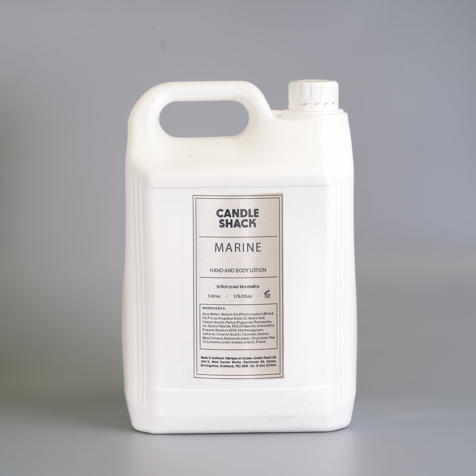 5 litre bottle of Marine fragrance hand and body lotion