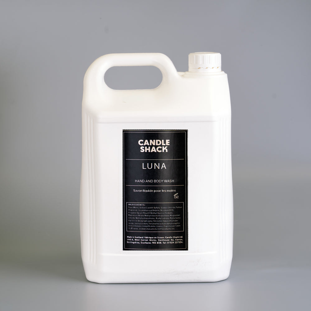 5 litre bottle of Luna fragrance hand and body wash
