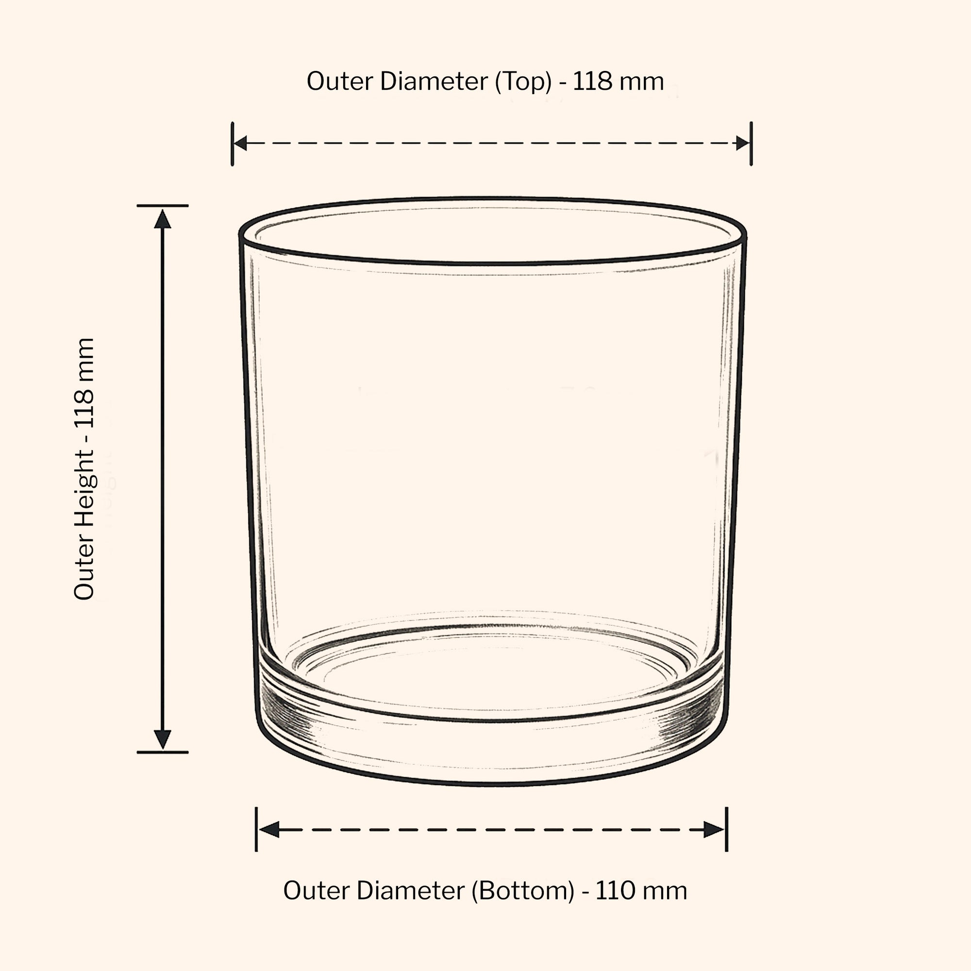 Pot à bougie en ébène 64 cl - Ambre (boîte de 6)