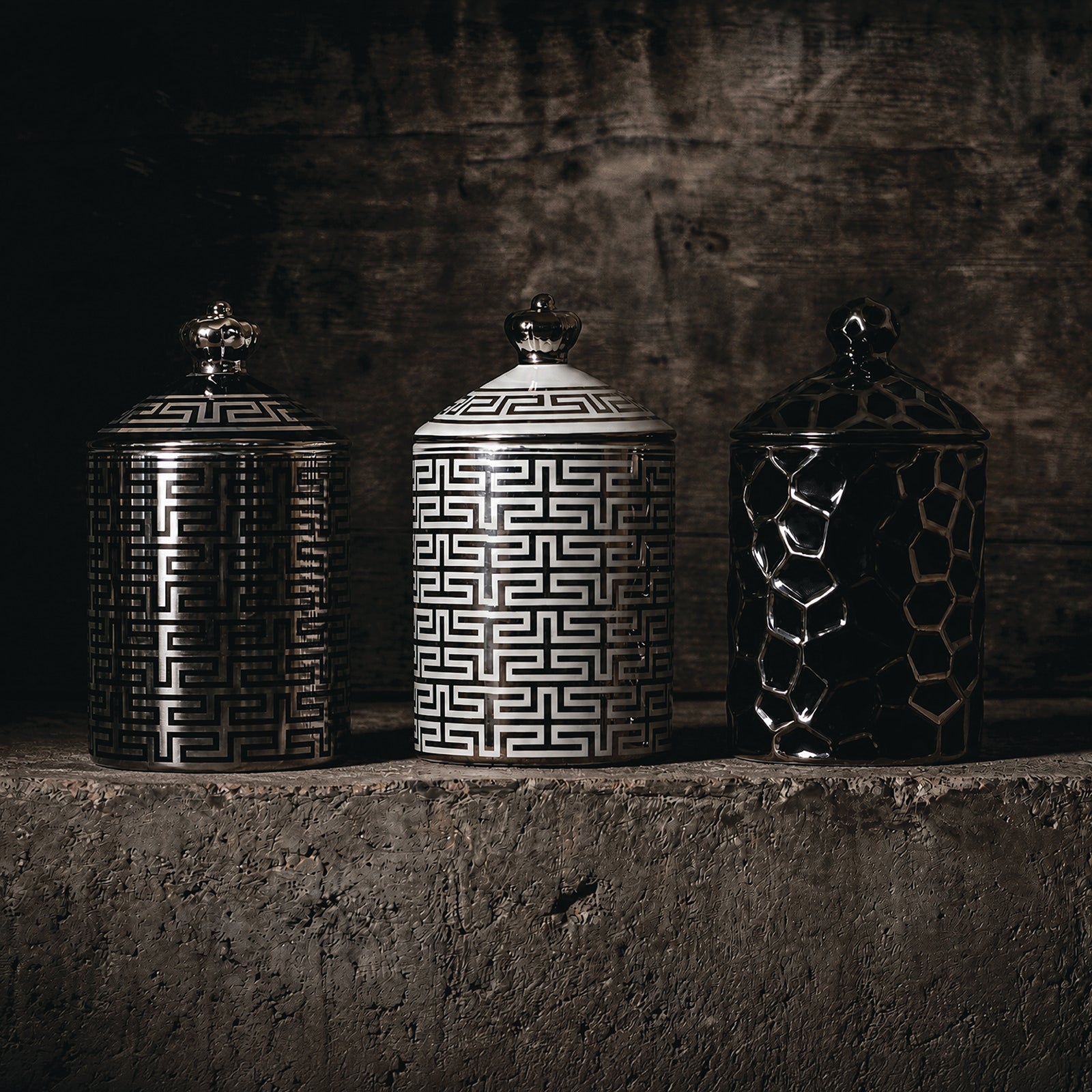 30cl Black Geo Ceramic Jar - Limited Edition