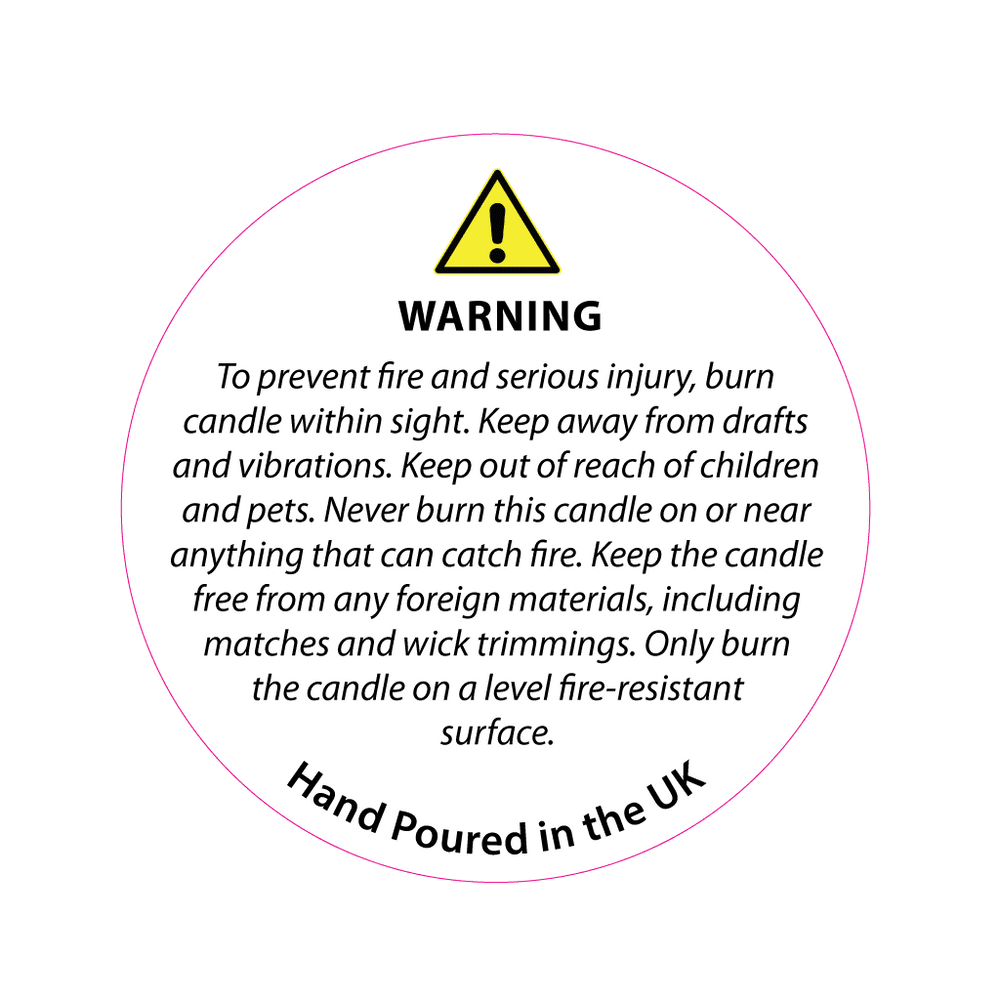 28mm White Candle Safety Label