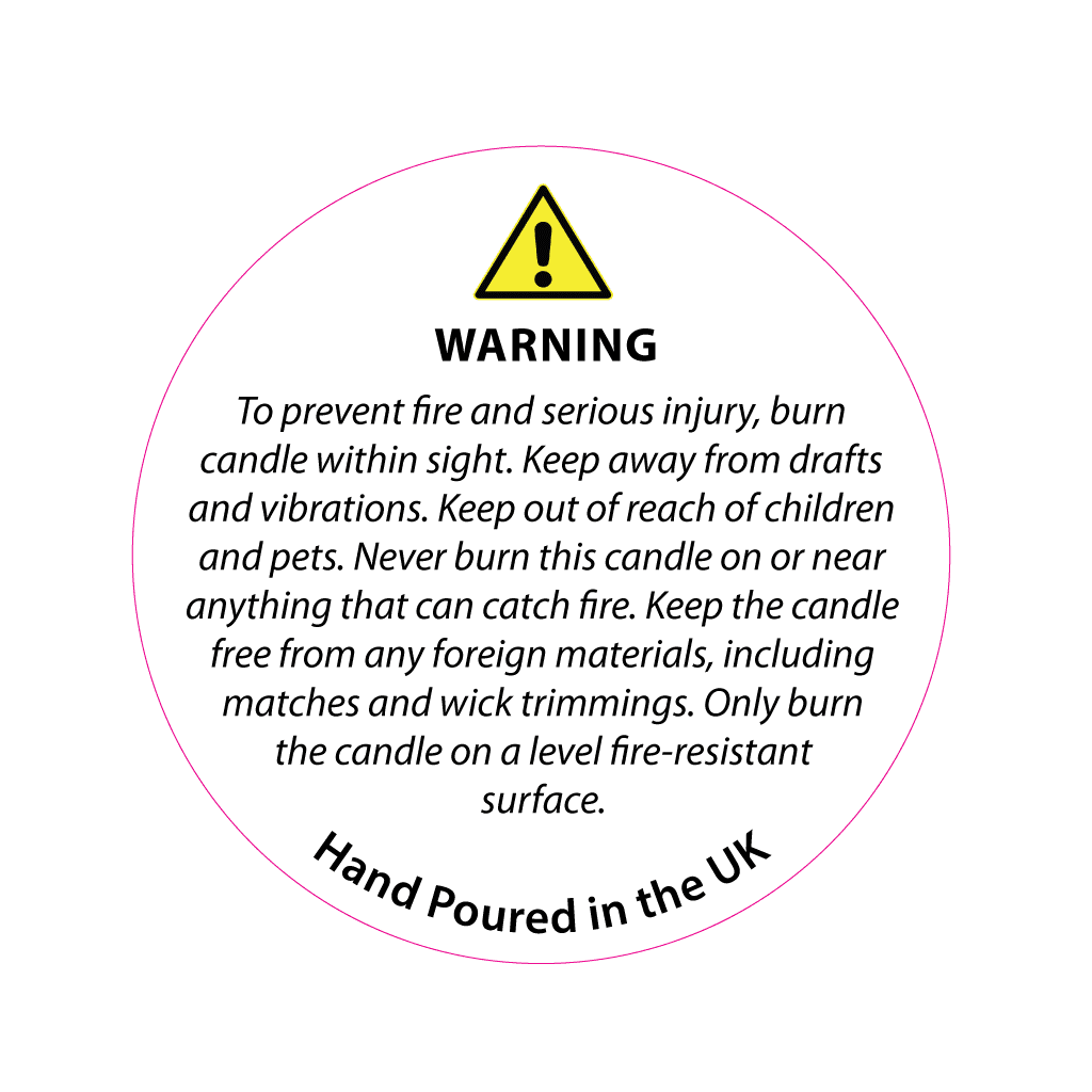 28mm White Candle Safety Label