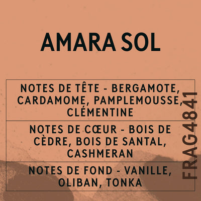 Amara Sol Fragrance Oil scent card (French)