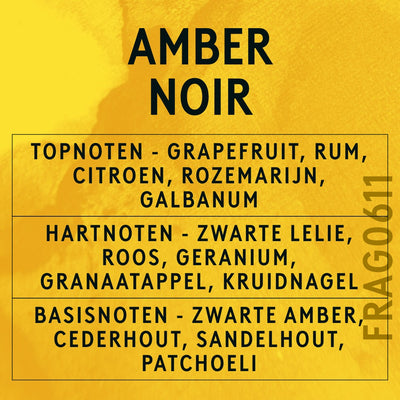 Amber Noir Fragrance Oil scent card (Dutch)