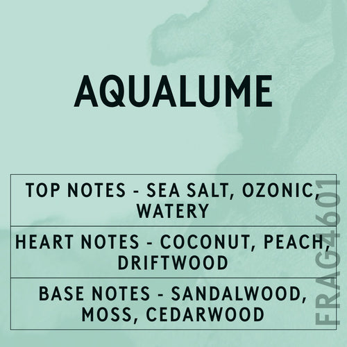 AquaLume fragrance oil - Candle Shack aluminium bottle with dried botanicals on a dark slate background