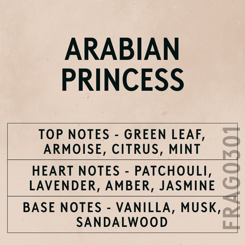 Arabian Princess Fragrance Oil scent card (English)