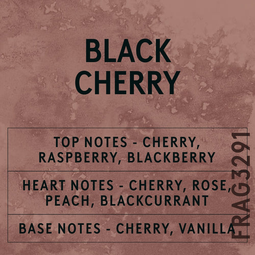 Black Cherry fragrance oil - Candle Shack aluminium bottle with dried botanicals on a dark slate background