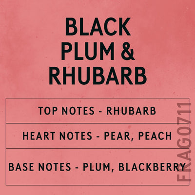 Black Plum & Rhubarb fragrance oil - Candle Shack aluminium bottle with dried botanicals on a dark slate background