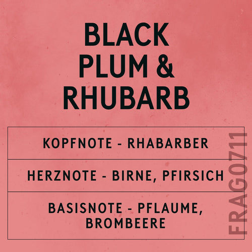 Black Plum & Rhubarb Fragrance Oil scent card (German)