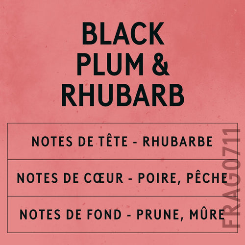 Black Plum & Rhubarb Fragrance Oil scent card (French)