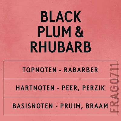 Black Plum & Rhubarb Fragrance Oil scent card (Dutch)