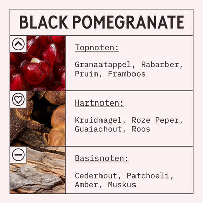 Black Pomegranate Fragrance Oil scent card (Dutch)