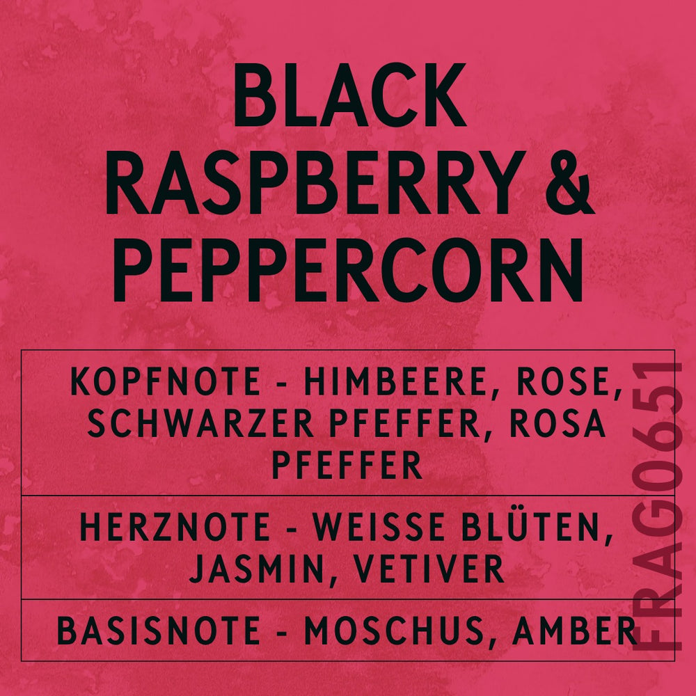 Black Raspberry & Peppercorn Fragrance Oil scent card (German)