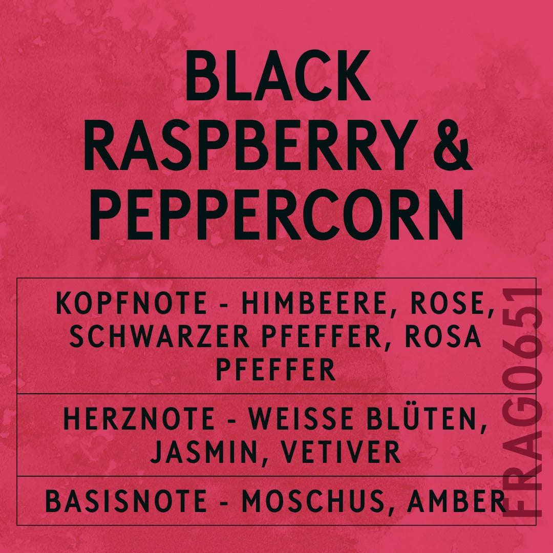 Black Raspberry & Peppercorn Fragrance Oil scent card (German)
