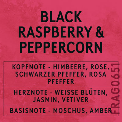 Black Raspberry & Peppercorn Fragrance Oil scent card (German)
