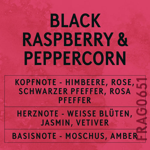 Black Raspberry & Peppercorn Fragrance Oil scent card (German)
