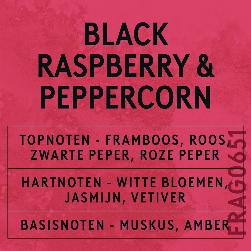 Black Raspberry & Peppercorn Fragrance Oil scent card (Dutch)