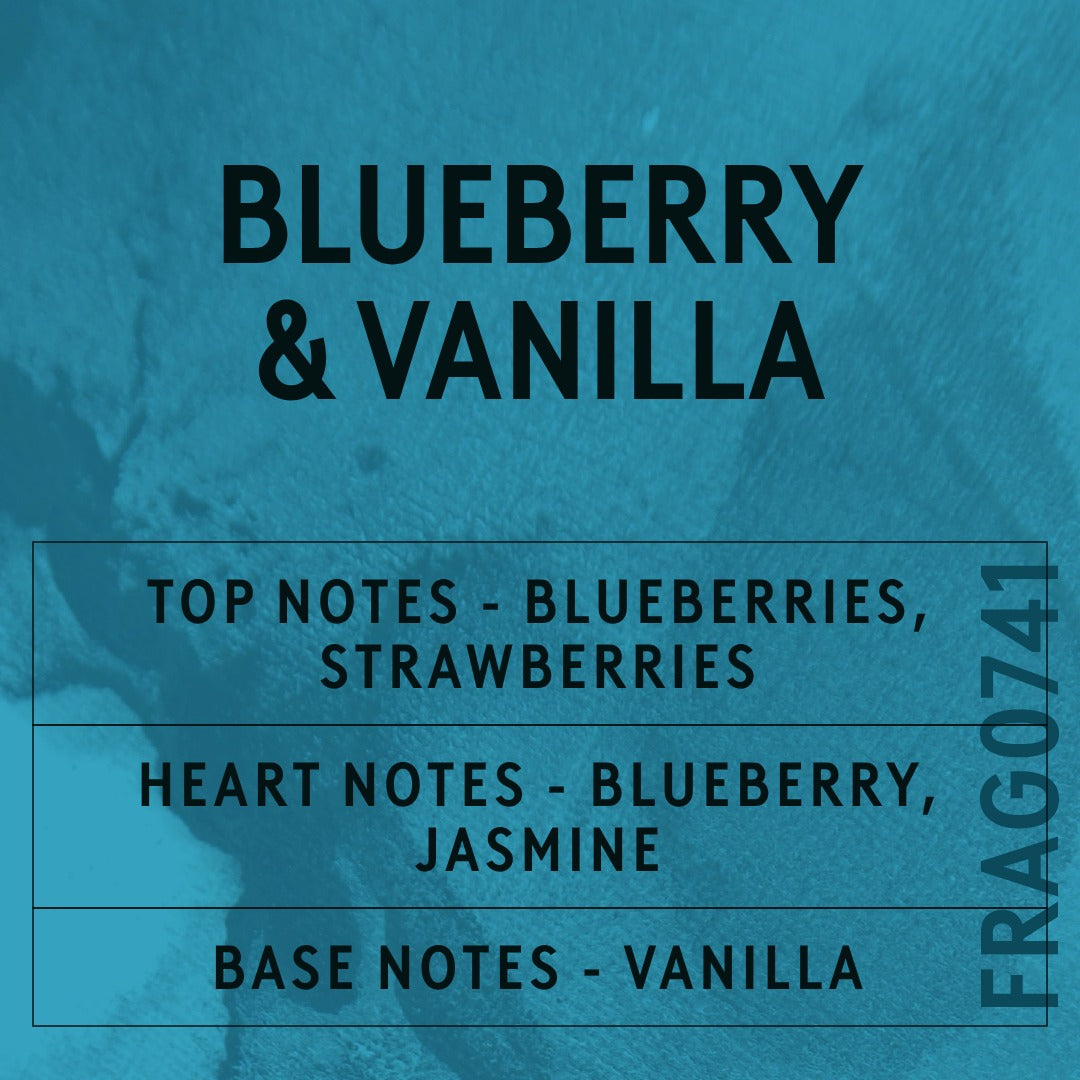 Blueberry & Vanilla Fragrance Oil scent card (English)