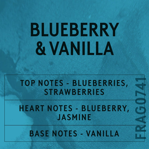 Blueberry & Vanilla Fragrance Oil scent card (English)