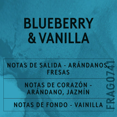 Blueberry & Vanilla Fragrance Oil scent card (Spanish)