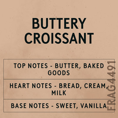 Buttery Croissant fragrance oil - Candle Shack aluminium bottle with dried botanicals on a dark slate background