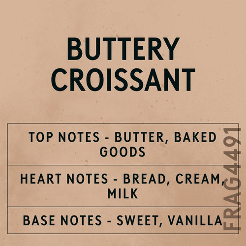Buttery Croissant fragrance oil - Candle Shack aluminium bottle with dried botanicals on a dark slate background