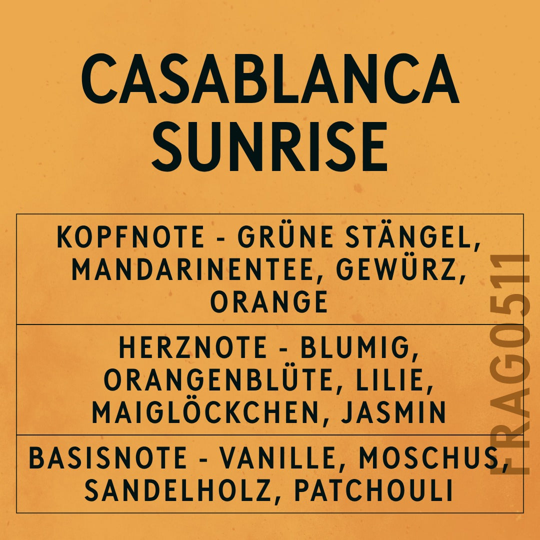 Casablanca Sunrise Fragrance Oil scent card (German)