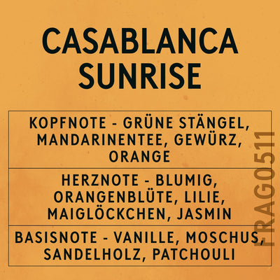 Casablanca Sunrise Fragrance Oil scent card (German)