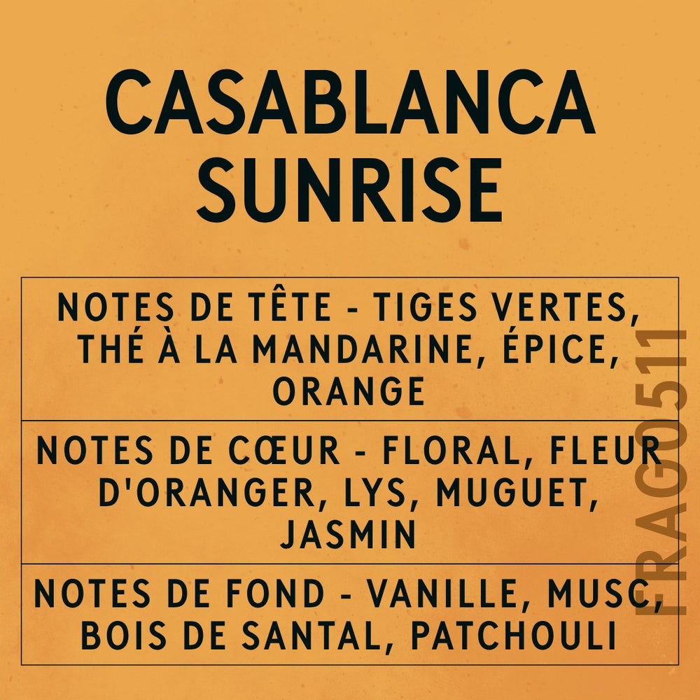 Casablanca Sunrise Fragrance Oil scent card (French)