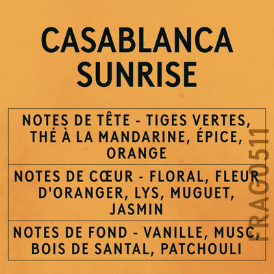 Casablanca Sunrise Fragrance Oil scent card (French)