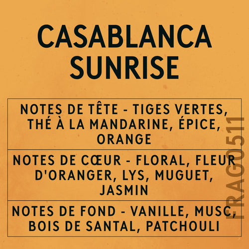 Casablanca Sunrise Fragrance Oil scent card (French)