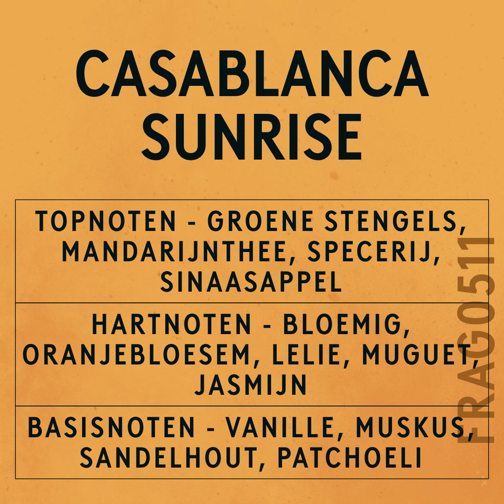 Casablanca Sunrise Fragrance Oil scent card (Dutch)