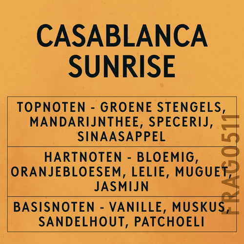 Casablanca Sunrise Fragrance Oil scent card (Dutch)