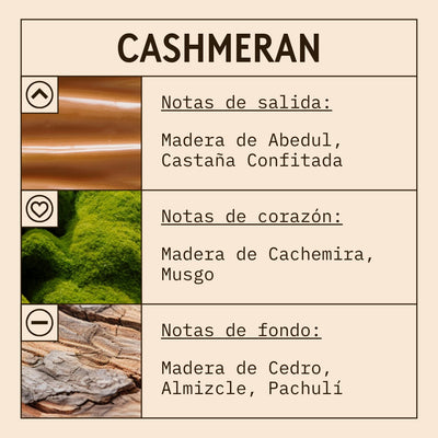 Cashmeran Fragrance Oil scent card (Spanish)