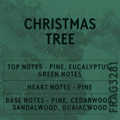 Christmas Tree fragrance oil - Candle Shack aluminium bottle with dried botanicals on a dark slate background